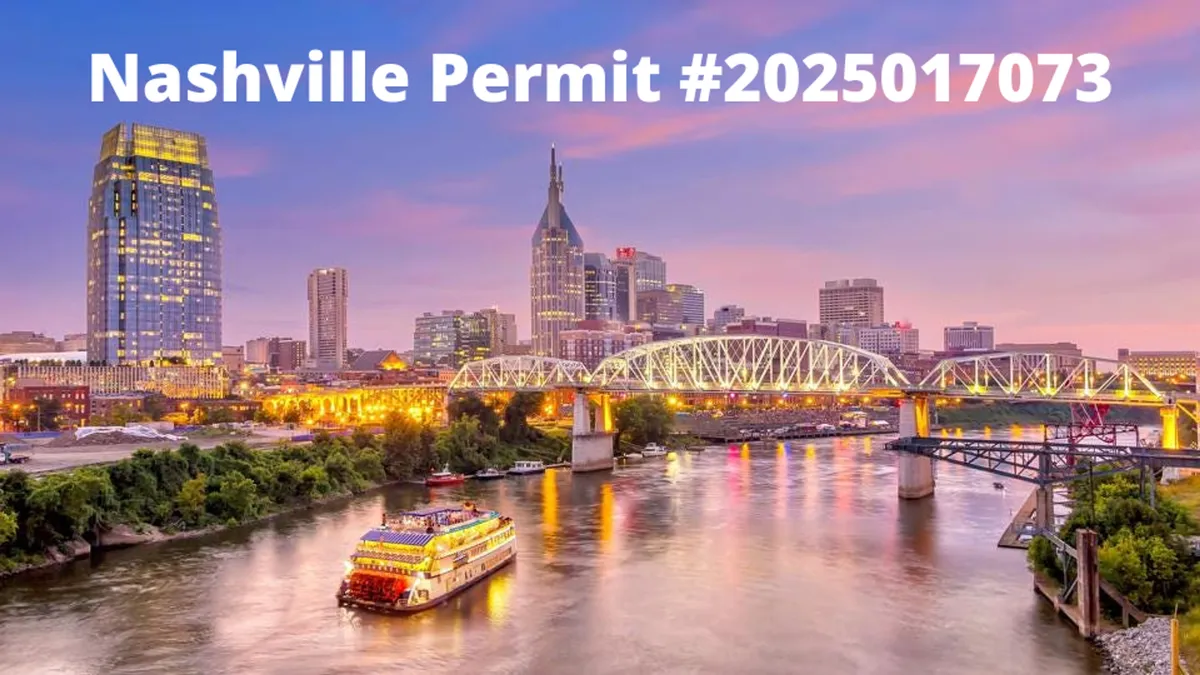 This cityscape features Nashville’s skyline at sunset, the river with a boat, and bridges, encapsulating the dynamic urban energy and proximity to downtown offices and attractions.
